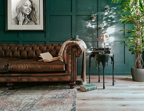 Smirnov Form portrait artwork displayed in a modern living room interior