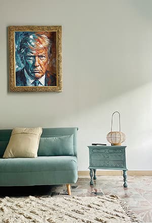 Smirnov Form portrait artwork framed inside a luxury gallery-style interior